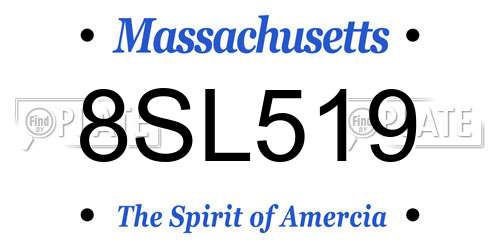 8SL519 Massachusetts License Plate