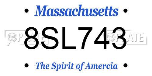 8SL743 Massachusetts License Plate