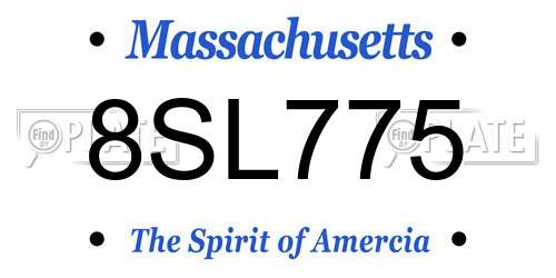 8SL775 Massachusetts License Plate