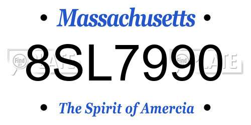 8SL7990 Massachusetts License Plate