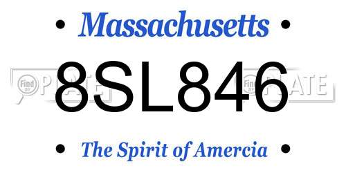 8SL846 Massachusetts License Plate