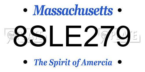 8SLE279 Massachusetts License Plate