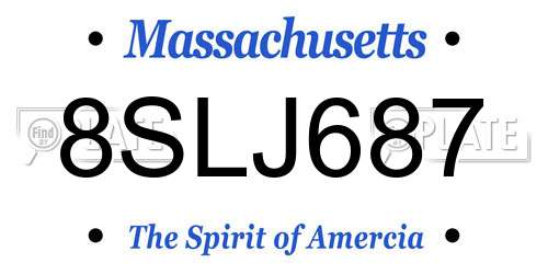8SLJ687 Massachusetts License Plate