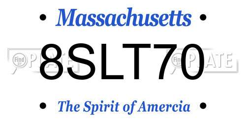 8SLT70 Massachusetts License Plate