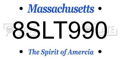 8SLT990 Massachusetts License Plate