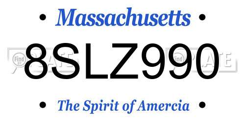 8SLZ990 Massachusetts License Plate