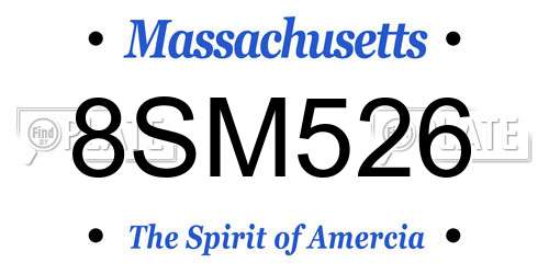 8SM526 Massachusetts License Plate