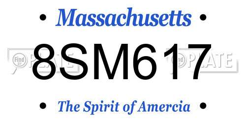 8SM617 Massachusetts License Plate