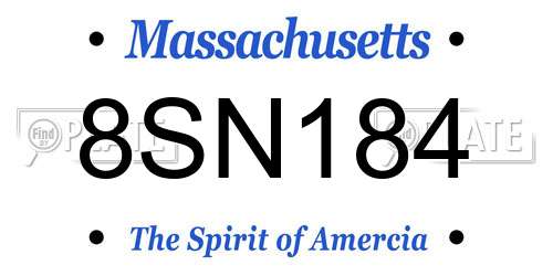 8SN184 Massachusetts License Plate