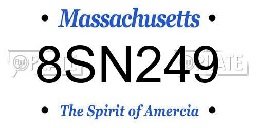 8SN249 Massachusetts License Plate
