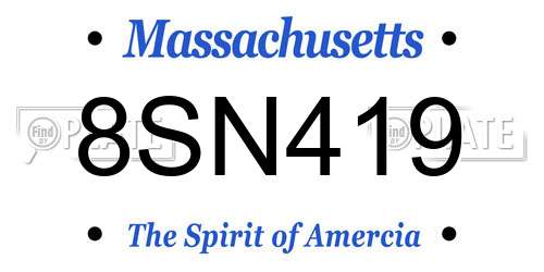 8SN419 Massachusetts License Plate