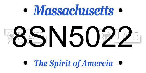 8SN5022 Massachusetts License Plate