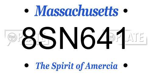 8SN641 Massachusetts License Plate