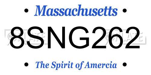 8SNG262 Massachusetts License Plate