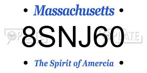 8SNJ60 Massachusetts License Plate