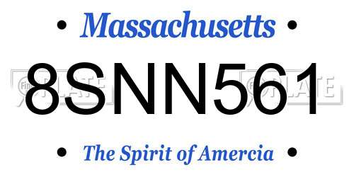 8SNN561 Massachusetts License Plate