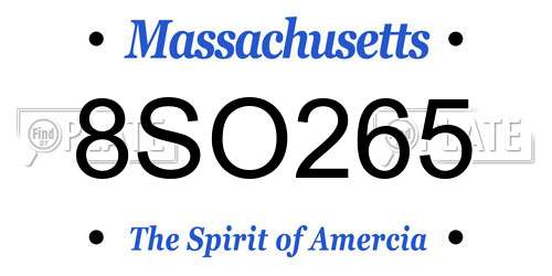 8SO265 Massachusetts License Plate