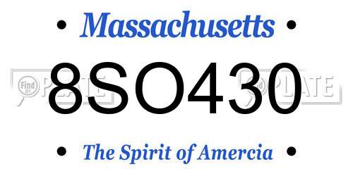8SO430 Massachusetts License Plate