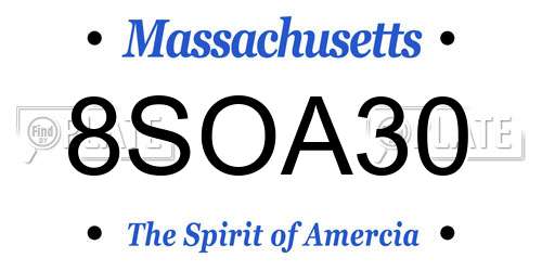8SOA30 Massachusetts License Plate