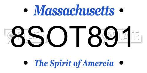 8SOT891 Massachusetts License Plate