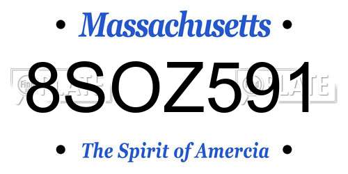 8SOZ591 Massachusetts License Plate