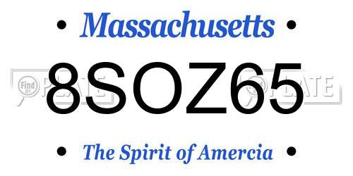 8SOZ65 Massachusetts License Plate