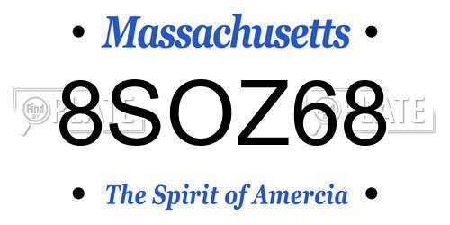 8SOZ68 Massachusetts License Plate