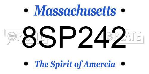 8SP242 Massachusetts License Plate