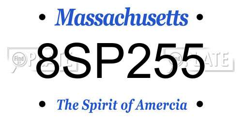 8SP255 Massachusetts License Plate