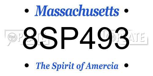 8SP493 Massachusetts License Plate