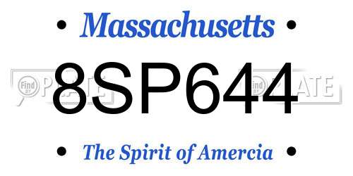 8SP644 Massachusetts License Plate
