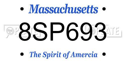 8SP693 Massachusetts License Plate