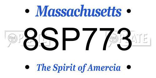 8SP773 Massachusetts License Plate