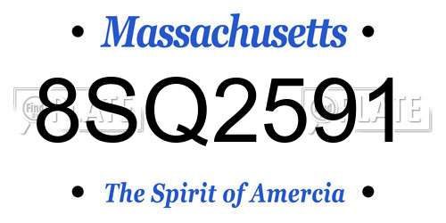 8SQ2591 Massachusetts License Plate