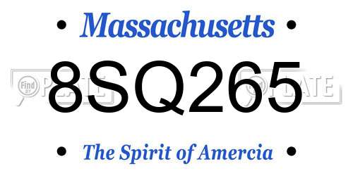 8SQ265 Massachusetts License Plate