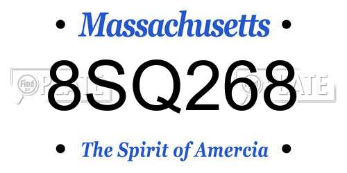 8SQ268 Massachusetts License Plate