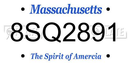 8SQ2891 Massachusetts License Plate