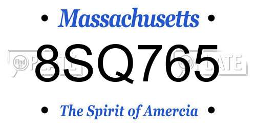 8SQ765 Massachusetts License Plate