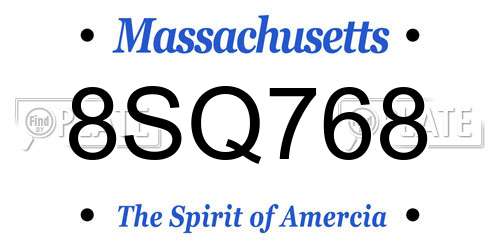 8SQ768 Massachusetts License Plate