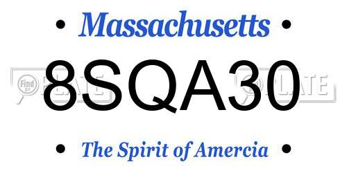 8SQA30 Massachusetts License Plate
