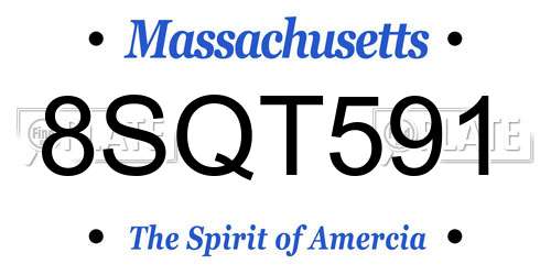 8SQT591 Massachusetts License Plate