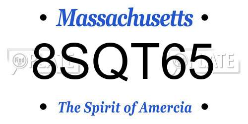 8SQT65 Massachusetts License Plate