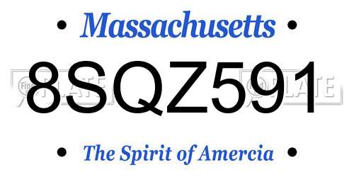 8SQZ591 Massachusetts License Plate