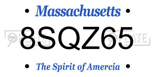 8SQZ65 Massachusetts License Plate