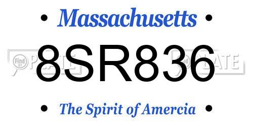 8SR836 Massachusetts License Plate