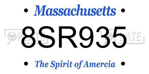 8SR935 Massachusetts License Plate