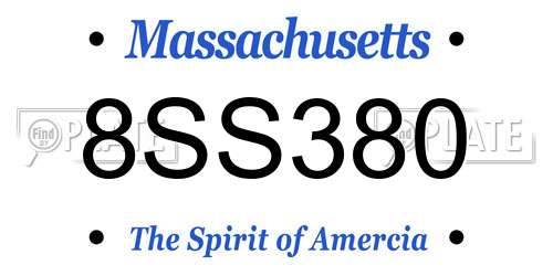 8SS380 Massachusetts License Plate