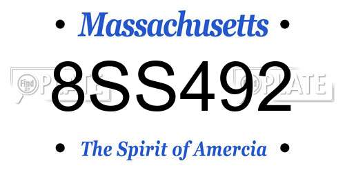 8SS492 Massachusetts License Plate