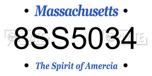 8SS5034 Massachusetts License Plate
