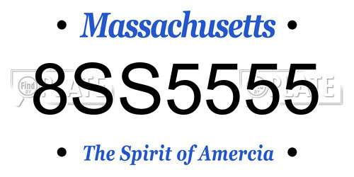 8SS5555 Massachusetts License Plate